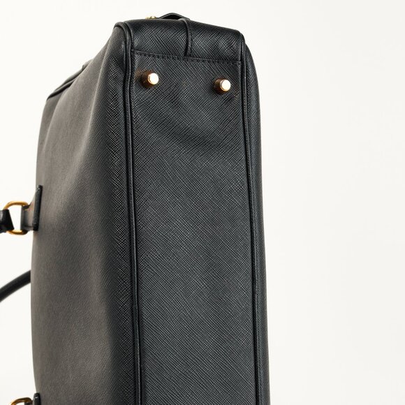 Prada Black Saffiano-Leather Top-Handle Briefcase - Picture 5 of 14